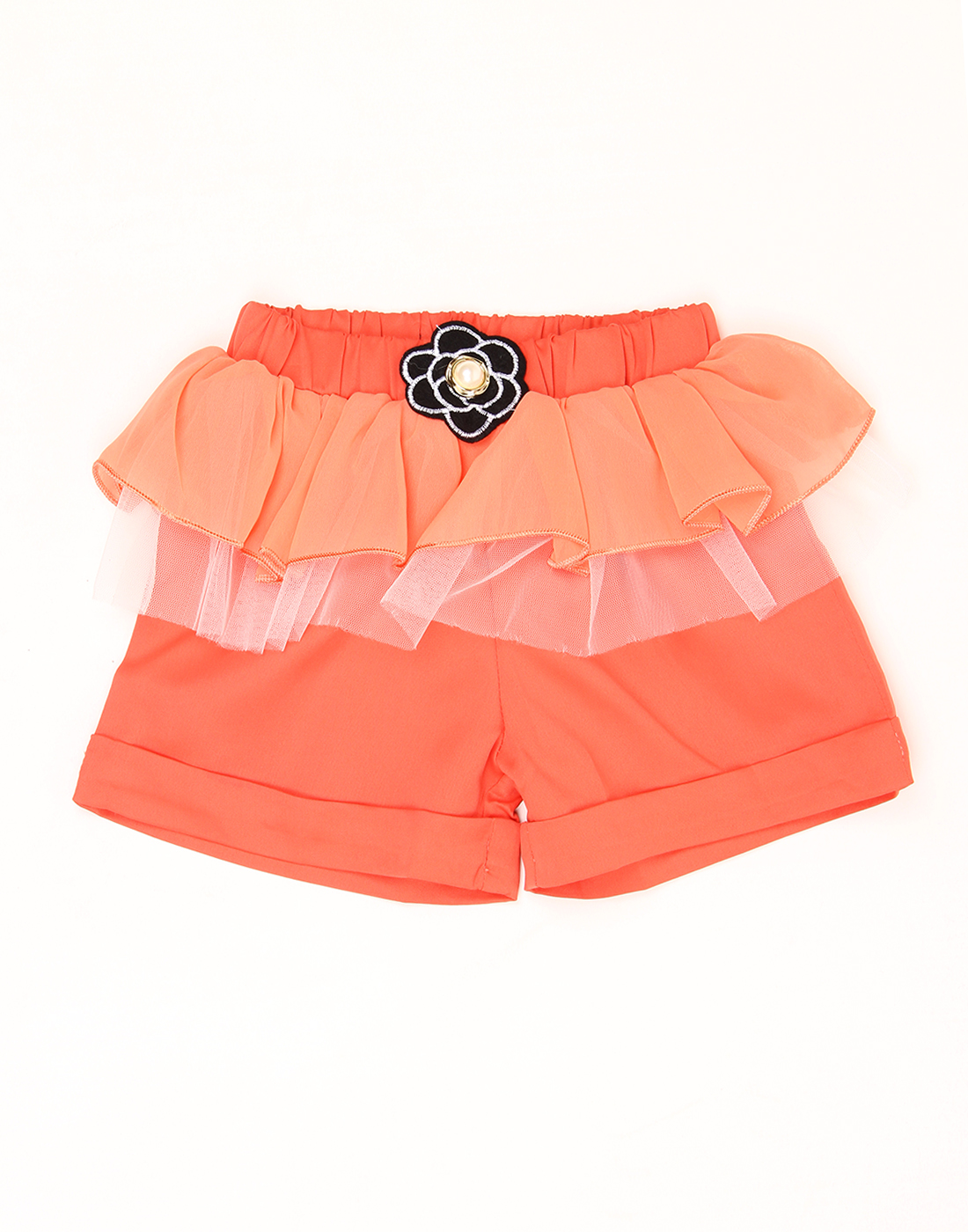 Actuel Girls Casual Wear Orange Shorts