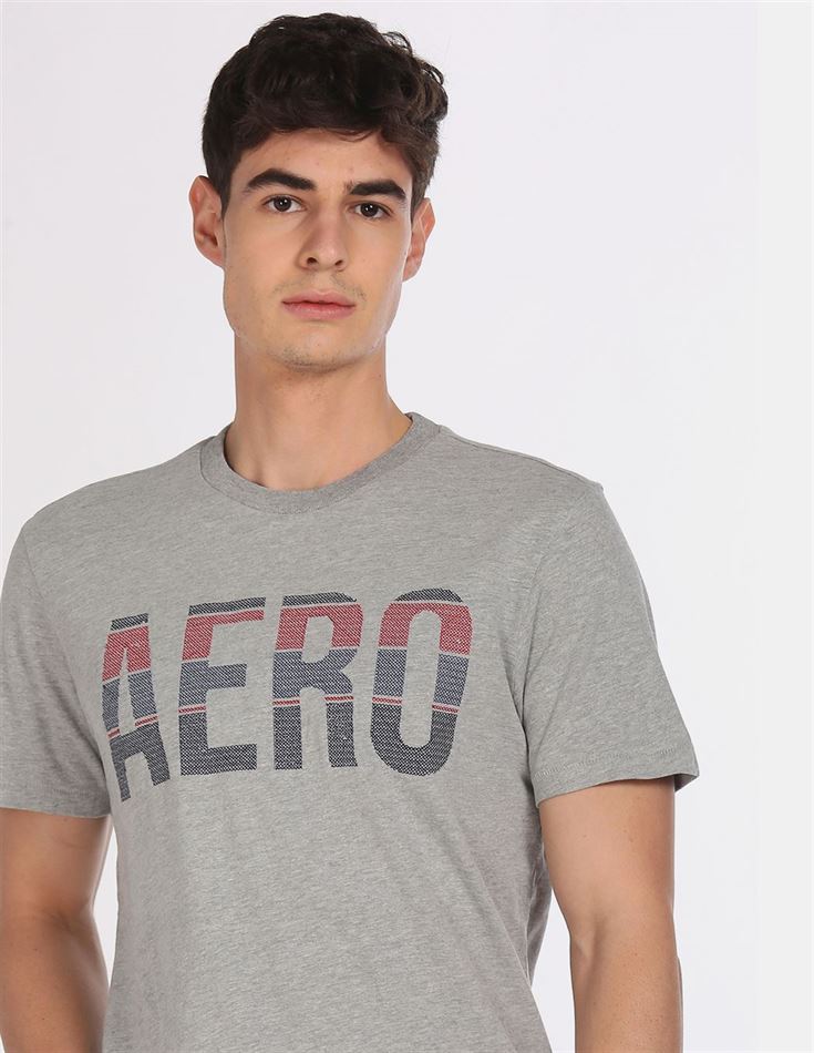 Aeroppostale Men Casual Wear Grey T-Shirt