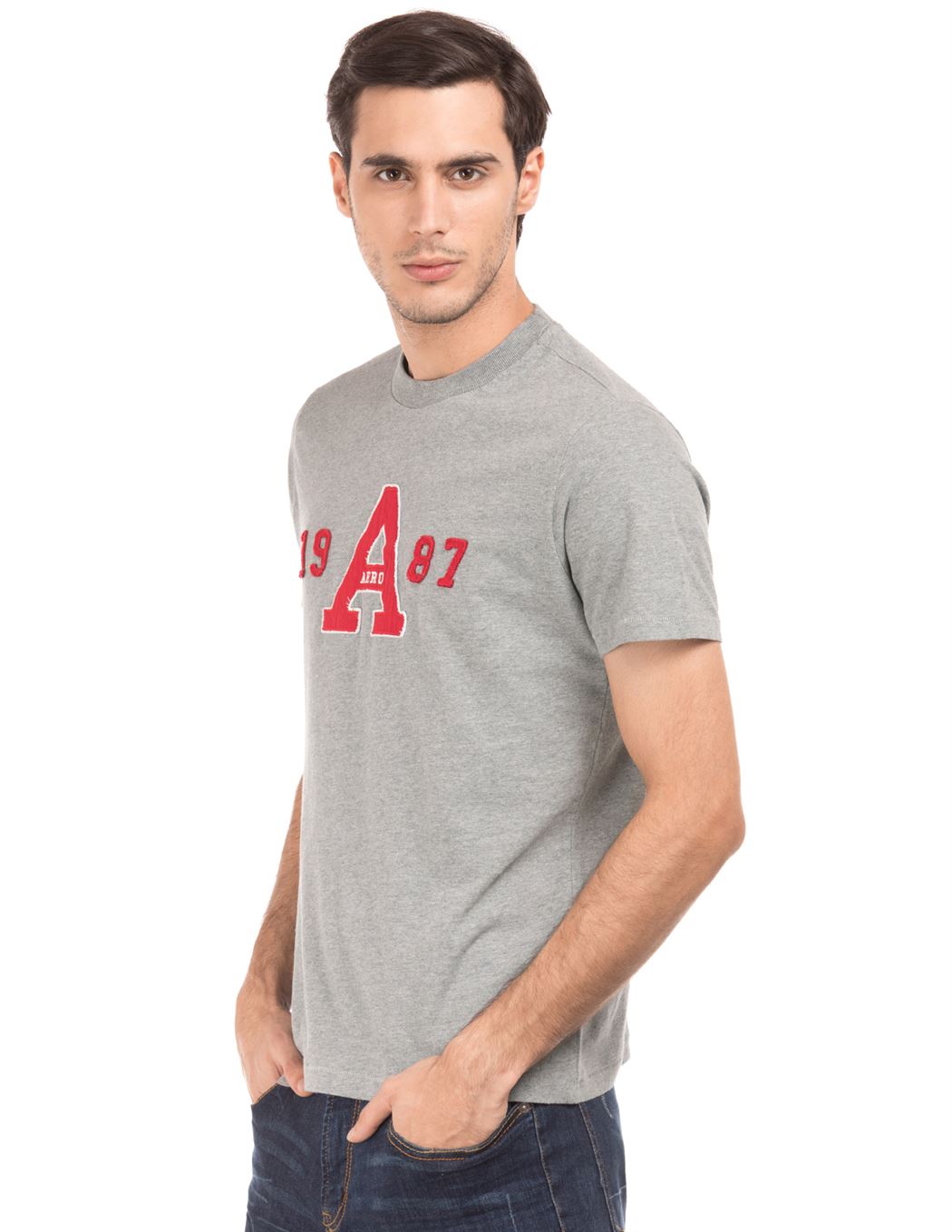 Aeropostale Men Casual Wear Grey  T-Shirt