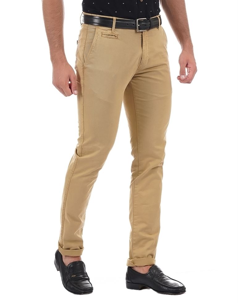 Aeropostale Men Casual Wear Solid  Khaki Trouser