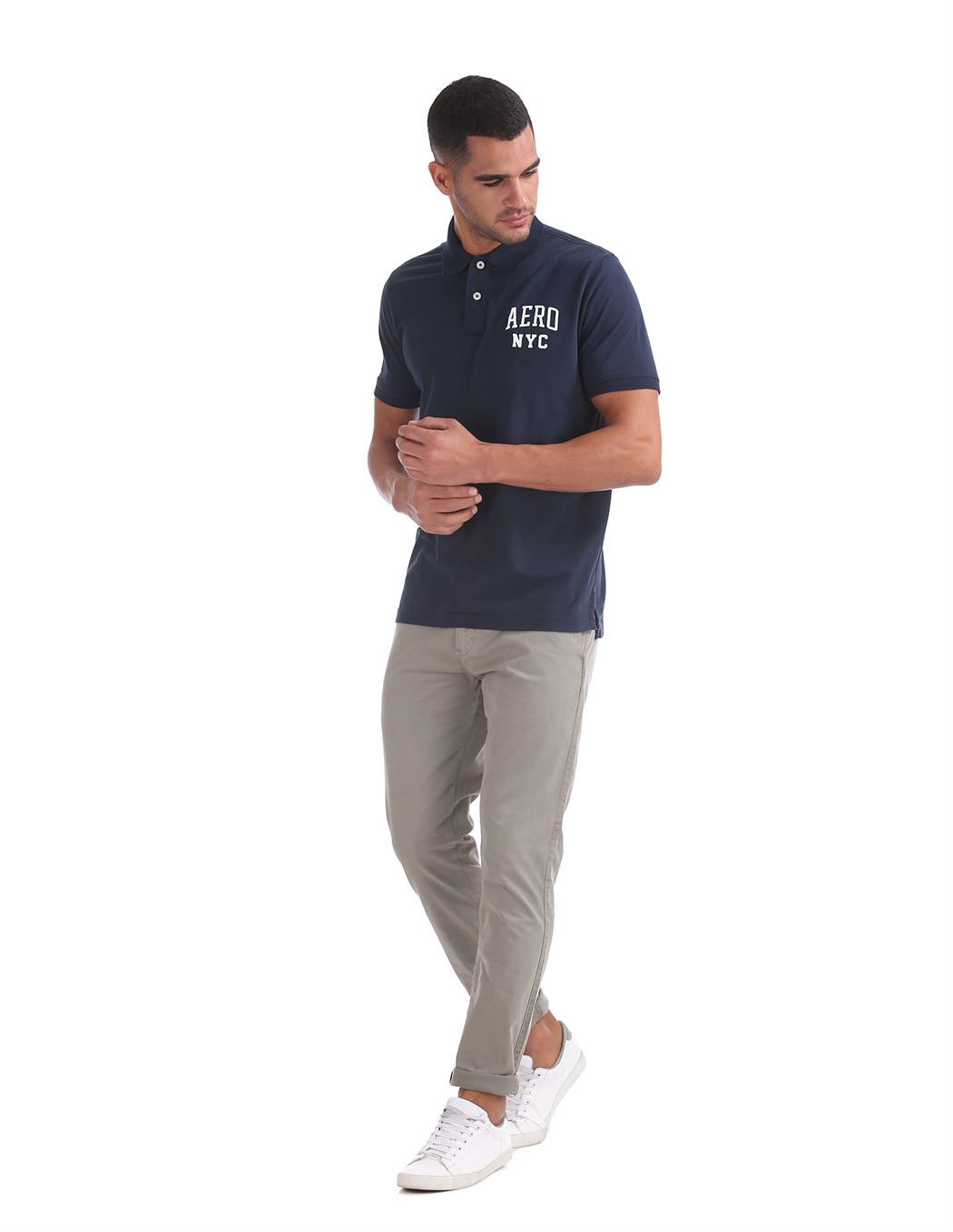 Aeropostale Men Casual Wear Solid Polo T-Shirt