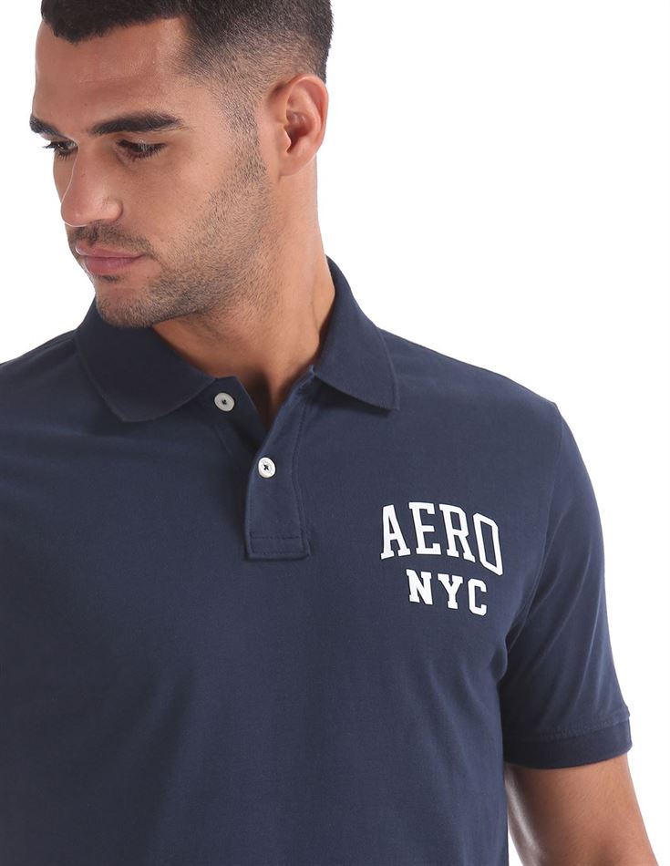 Aeropostale Men Casual Wear Solid Polo T-Shirt