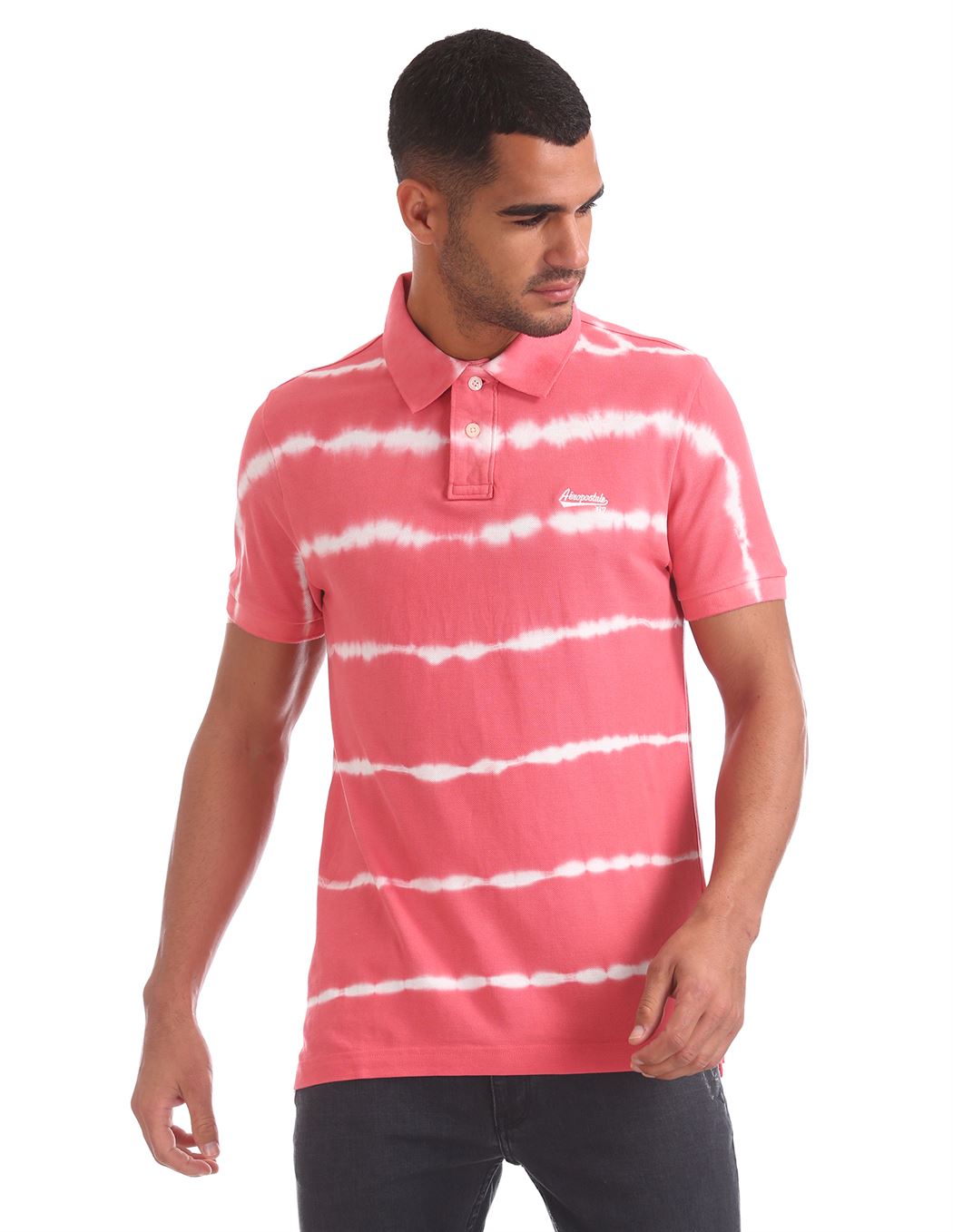 Aeropostale Men Casual Wear Striped Polo T-Shirt