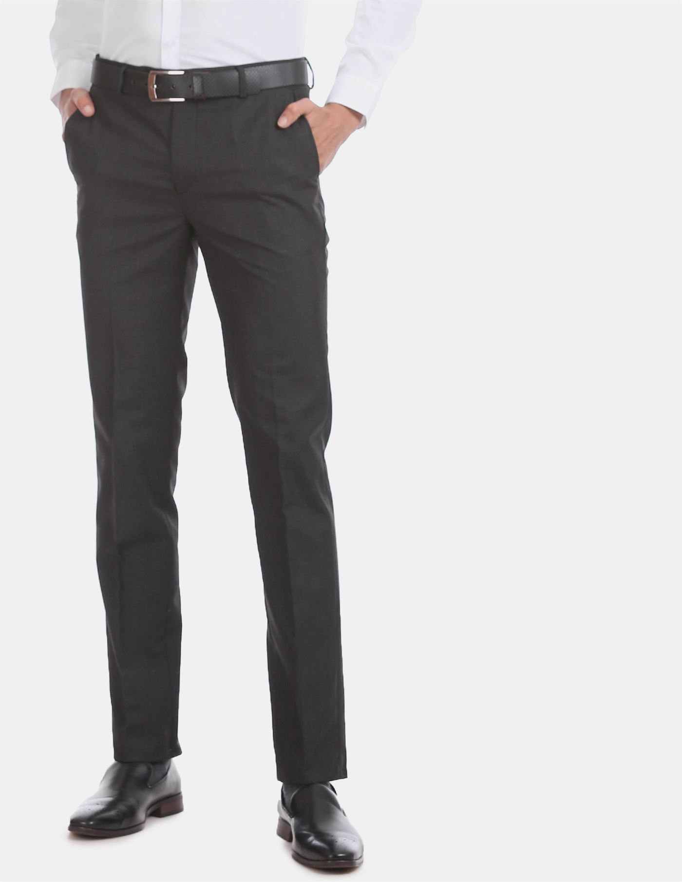 Buy Arrow Black Flat Front Trousers for Men Online  Tata CLiQ