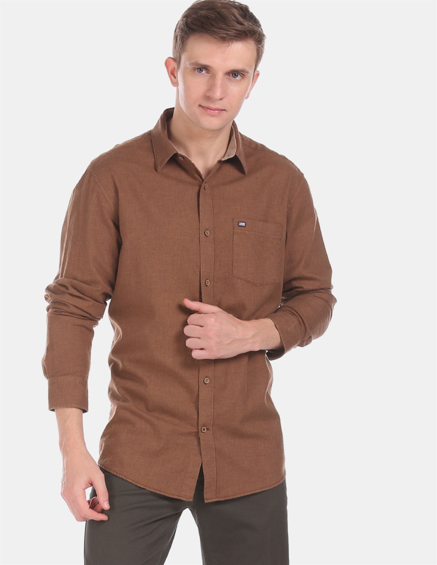 Arrow Men Casual Wear Brown Shirt | Brown | 157077
