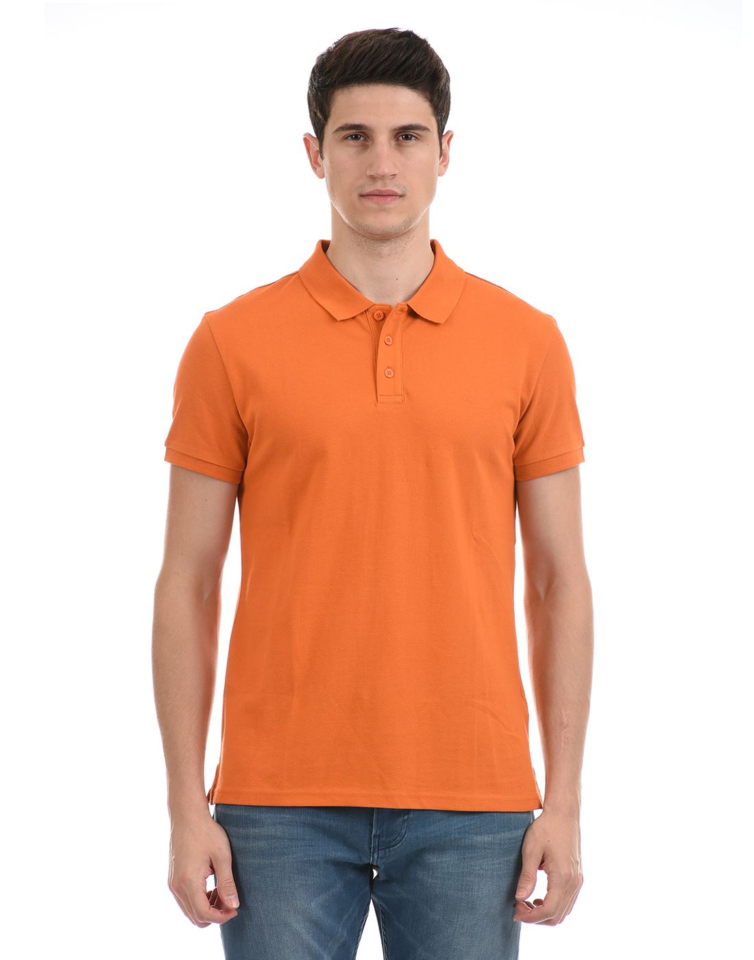 Calvin Klein  Men Casual Wear Orange T-Shirt