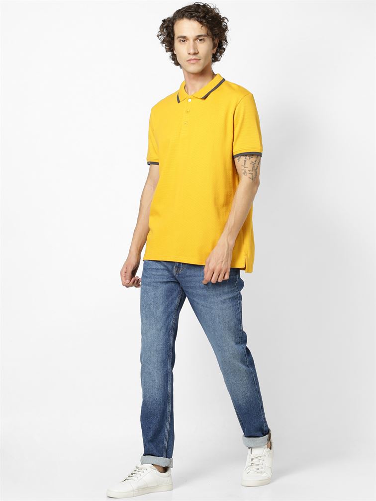Celio Men Casual Wear Yellow T-shirt