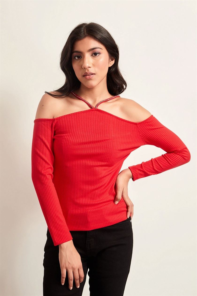 Cover Story Women Casual Wear Red Top