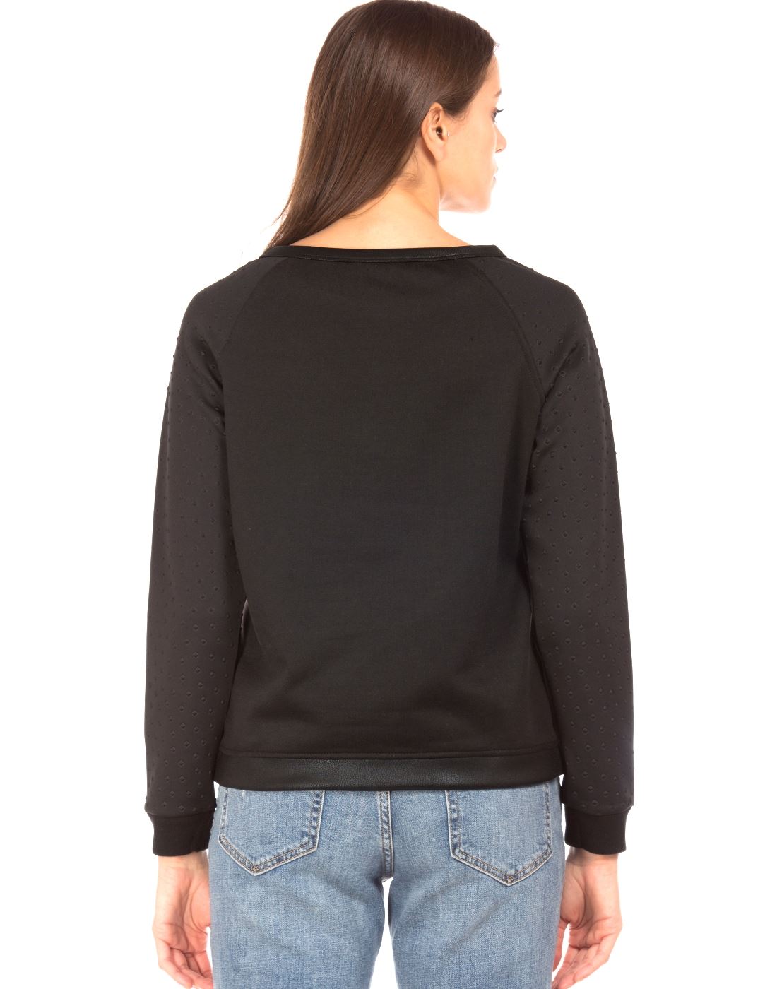 Elle Women Casual Wear Black Sweatshirt