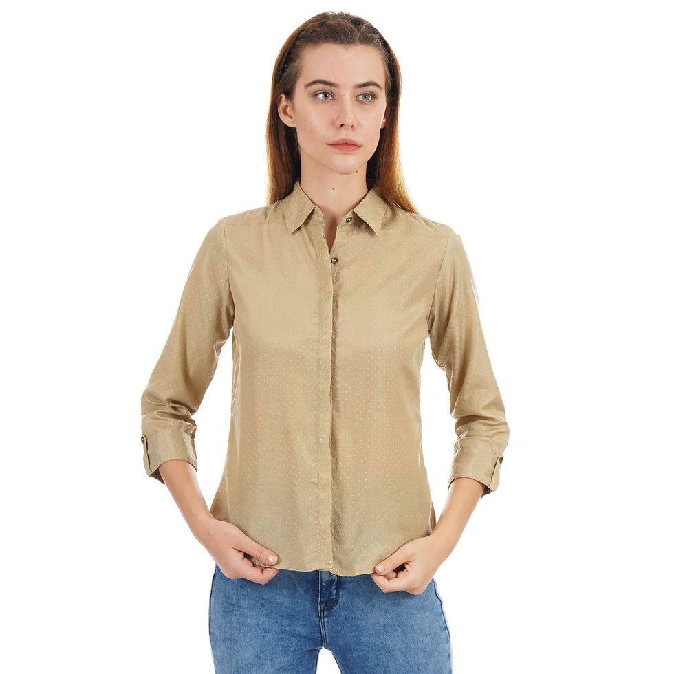 Ethnicity Women Ethnic Wear Beige Shirt