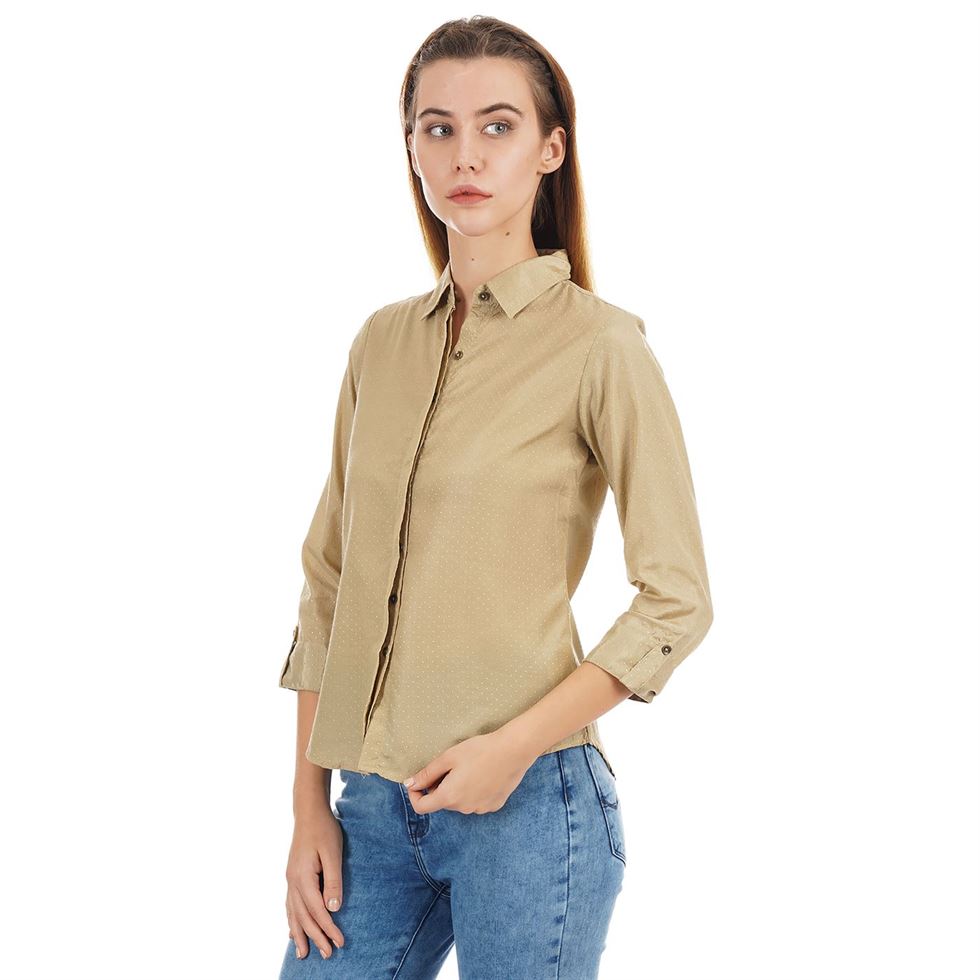 Ethnicity Women Ethnic Wear Beige Shirt