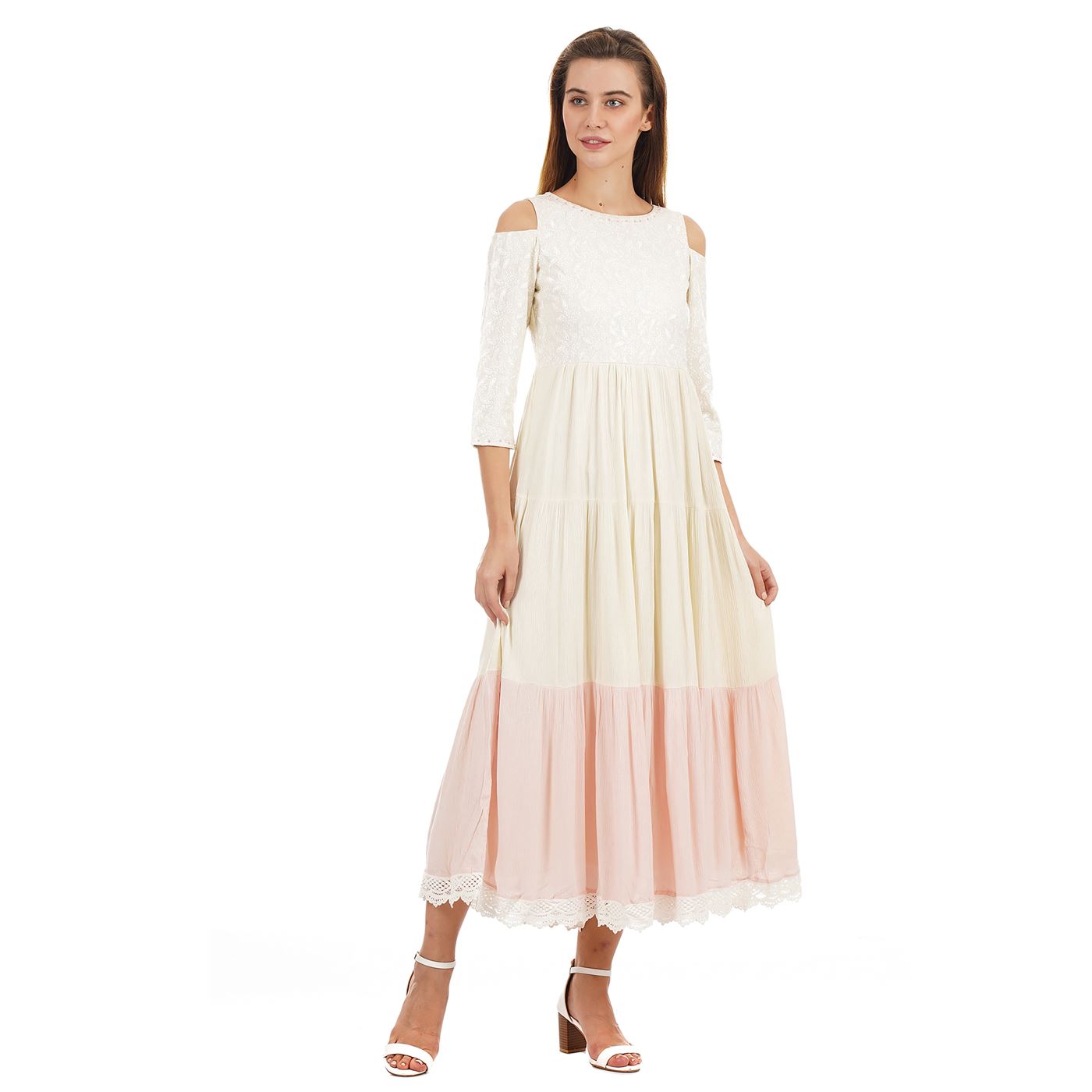 Ethnicity Women Ethnic Wear Silver Fit & Flare Dress