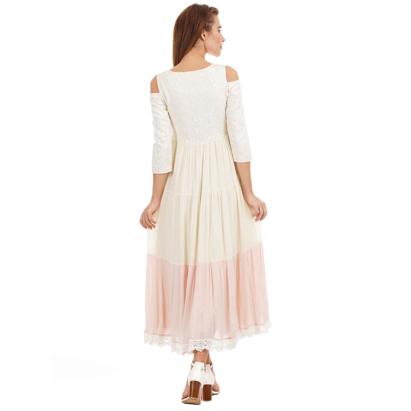 Ethnicity Women Ethnic Wear Silver Fit & Flare Dress