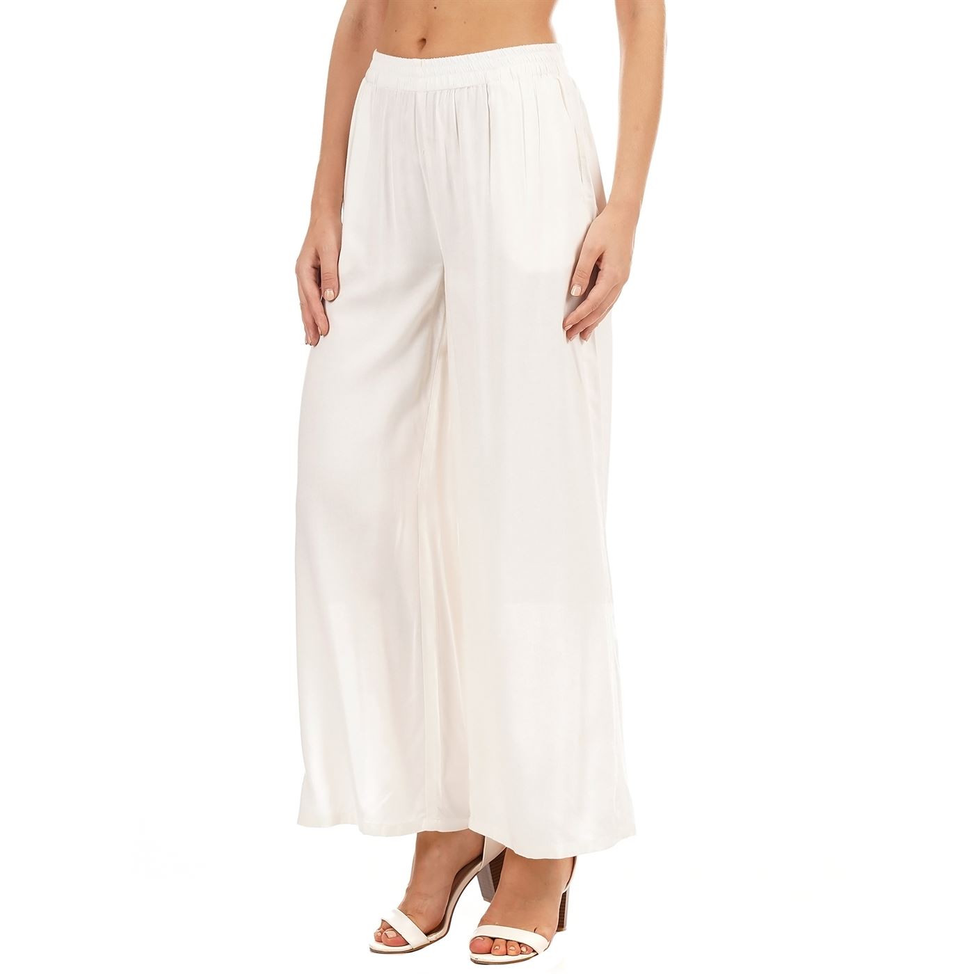 Ethnicity Women Solid White Flared Palazzo