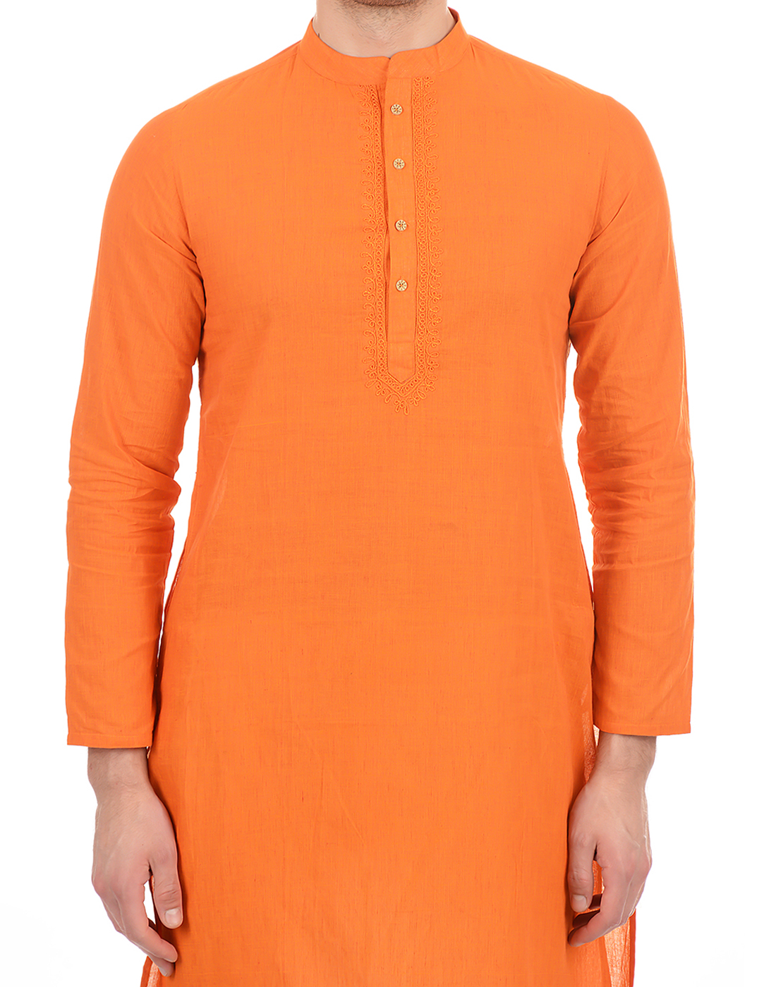 Ethnicity Men Casual Wear Orange Kurta