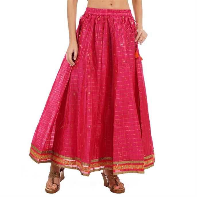 Ethnicity Women Self Design Pink Flared Skirt