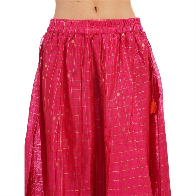 Ethnicity Women Self Design Pink Flared Skirt