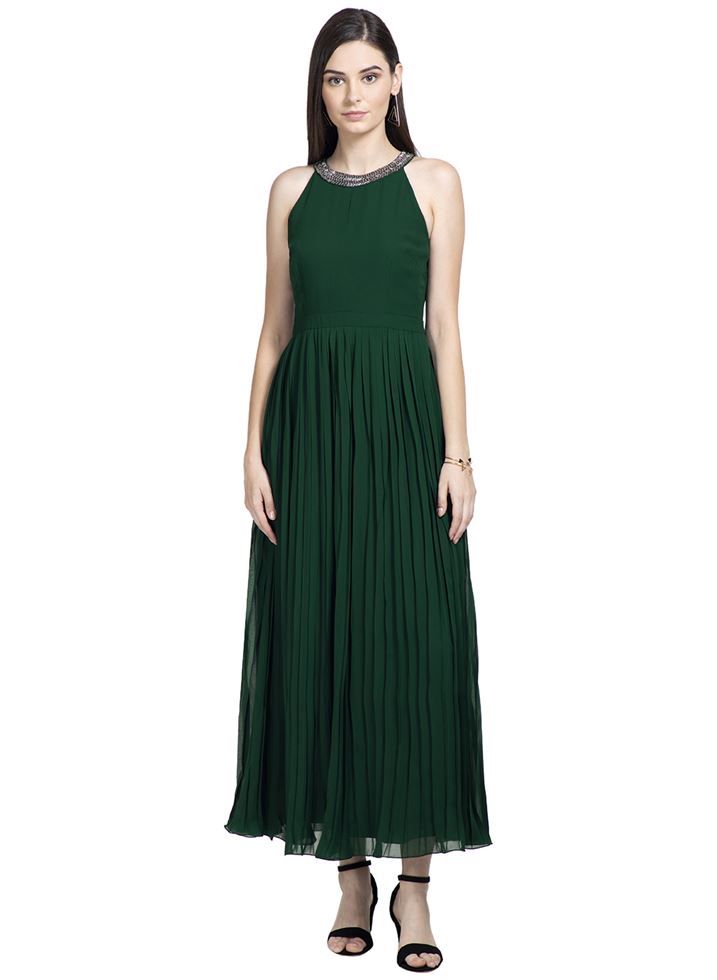 Faballey Women Casual Wear Green Dress ...