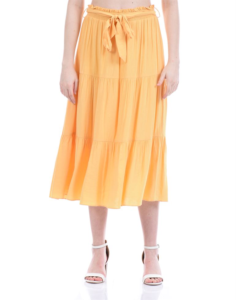 Forever New Women Casual Wear Orange Flared Skirt
