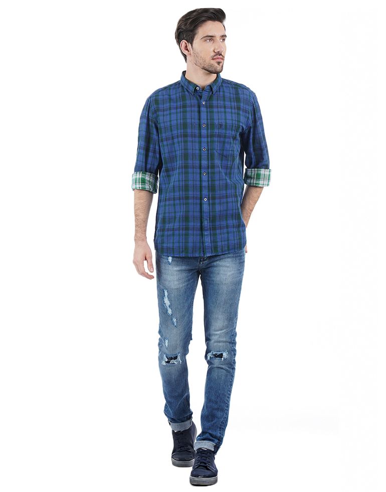 French Connection Men Casual Wear Checkered Shirt