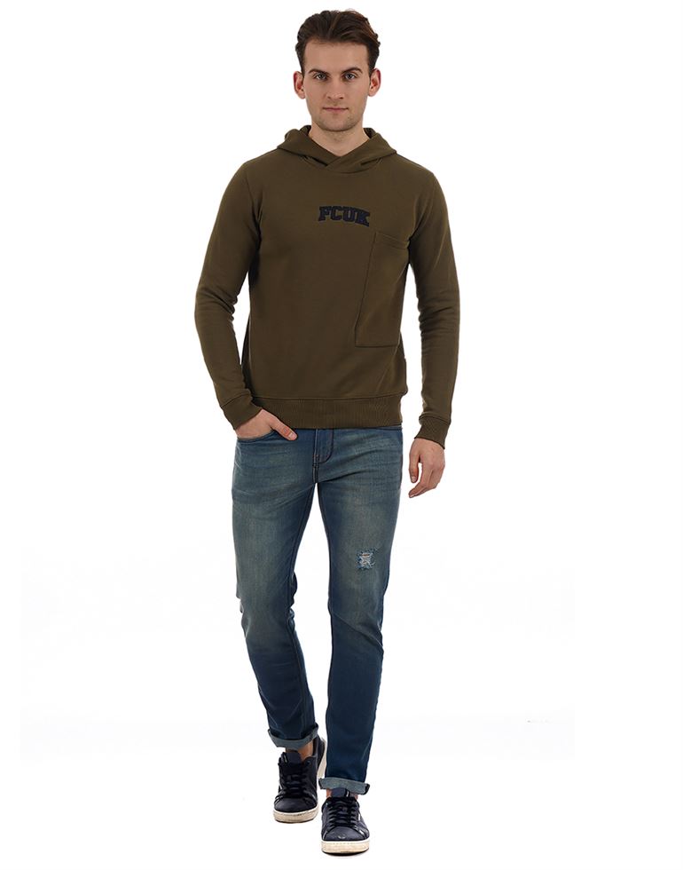 French Connection Casual Wear Solid Men Sweatshirt