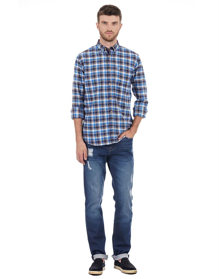 French Connection Men Casual Wear Checkered Shirt