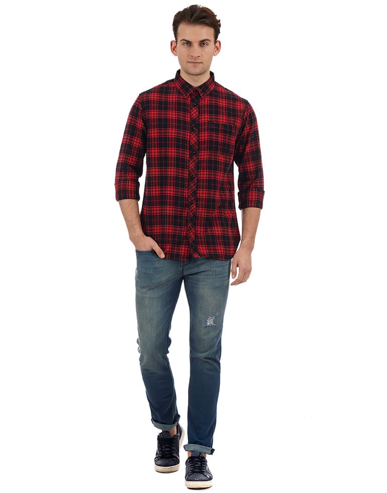 French Connection Casual Wear Checkered Men Shirt