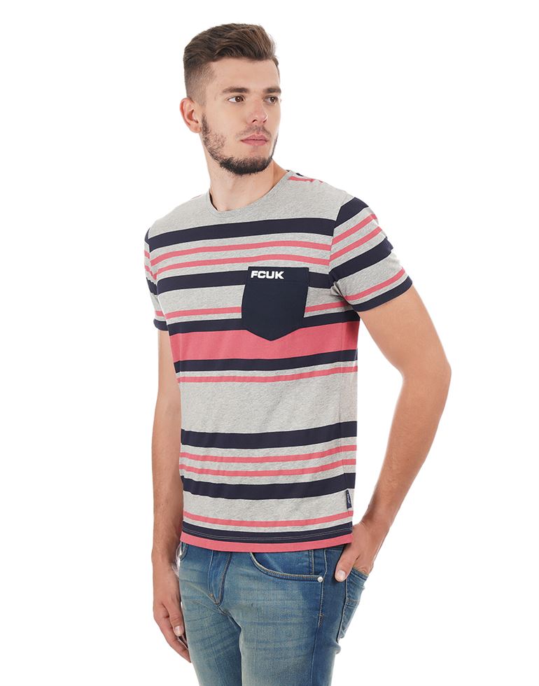 French Connection Men Casual Striped T-shirt