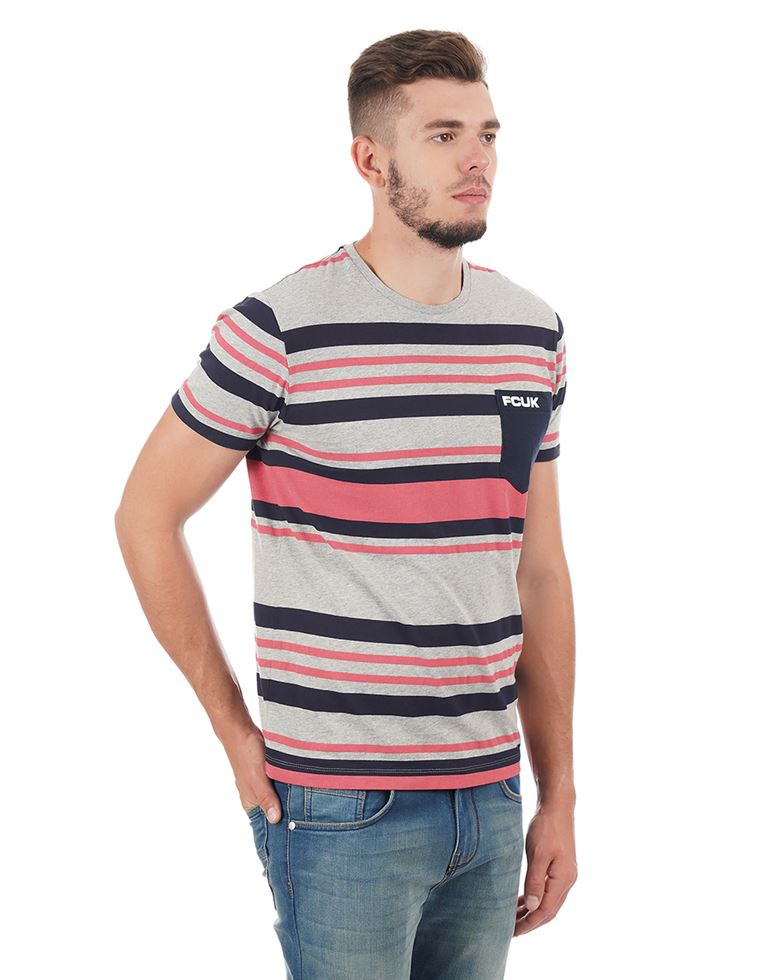 French Connection Men Casual Striped T-shirt