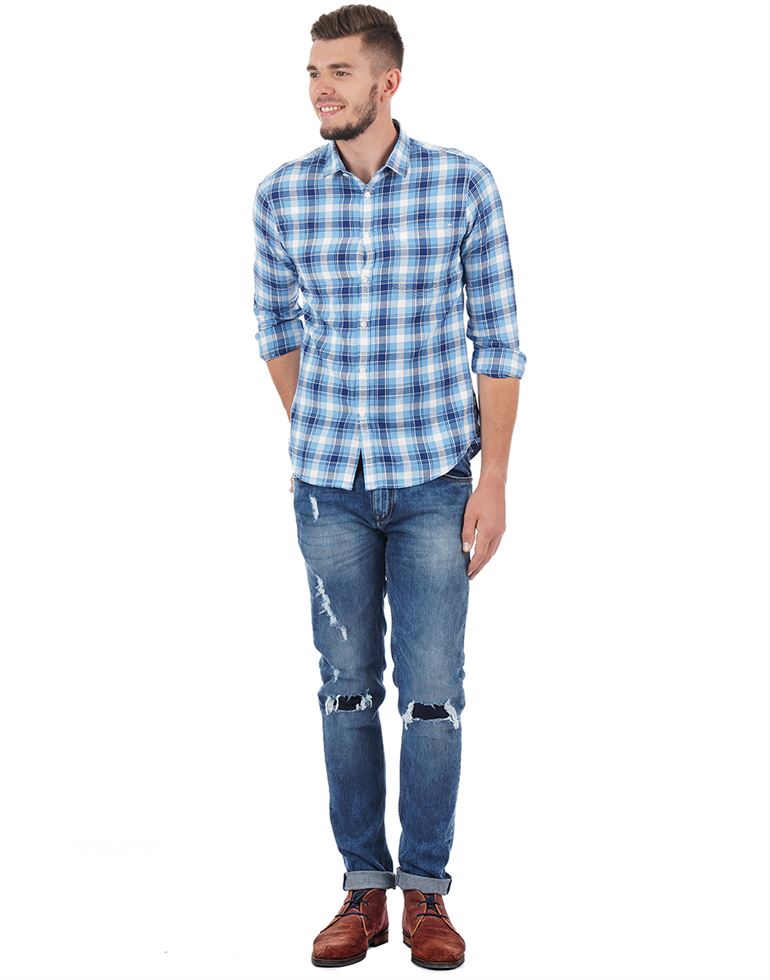 French Connection Men Casual Wear Checkered Shirt