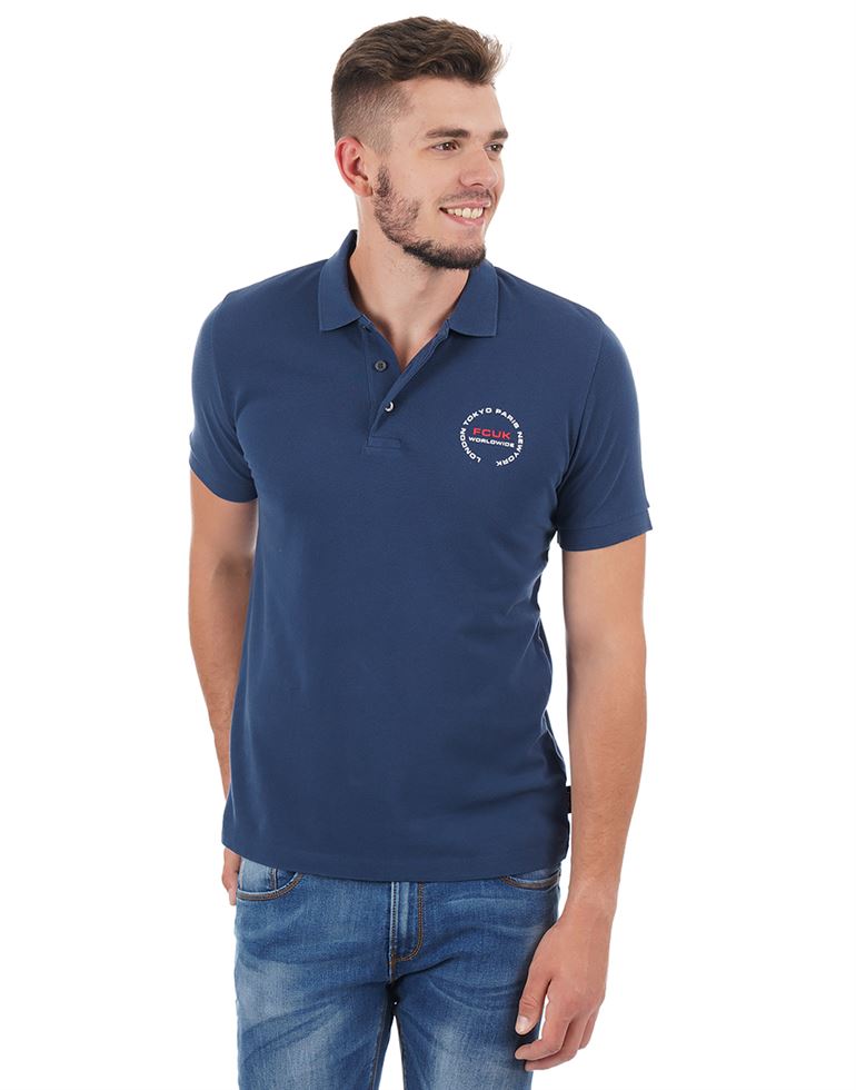 French Connection Men Casual Wear Solid Polo T-Shirt