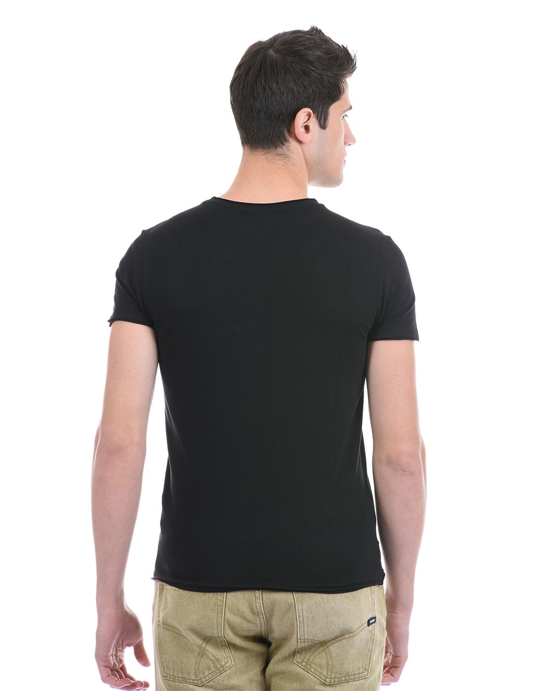 Gas Jeans Men Casual Wear Black  T-Shirt