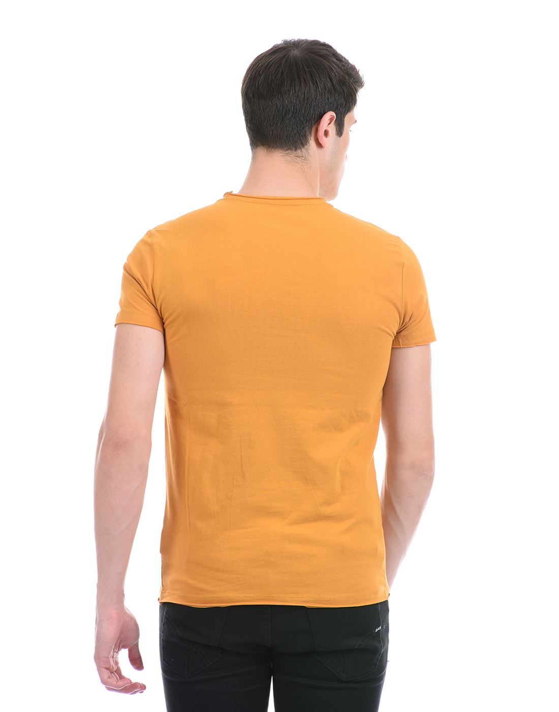 Gas Jeans Men Casual Wear Orange T-Shirt