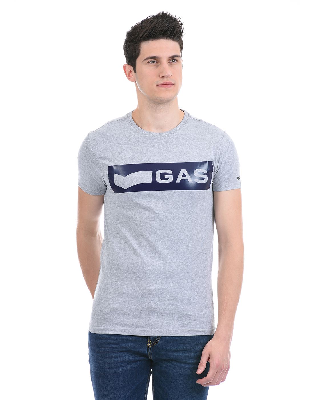 Gas Jeans Men Casual Wear Grey T-Shirt