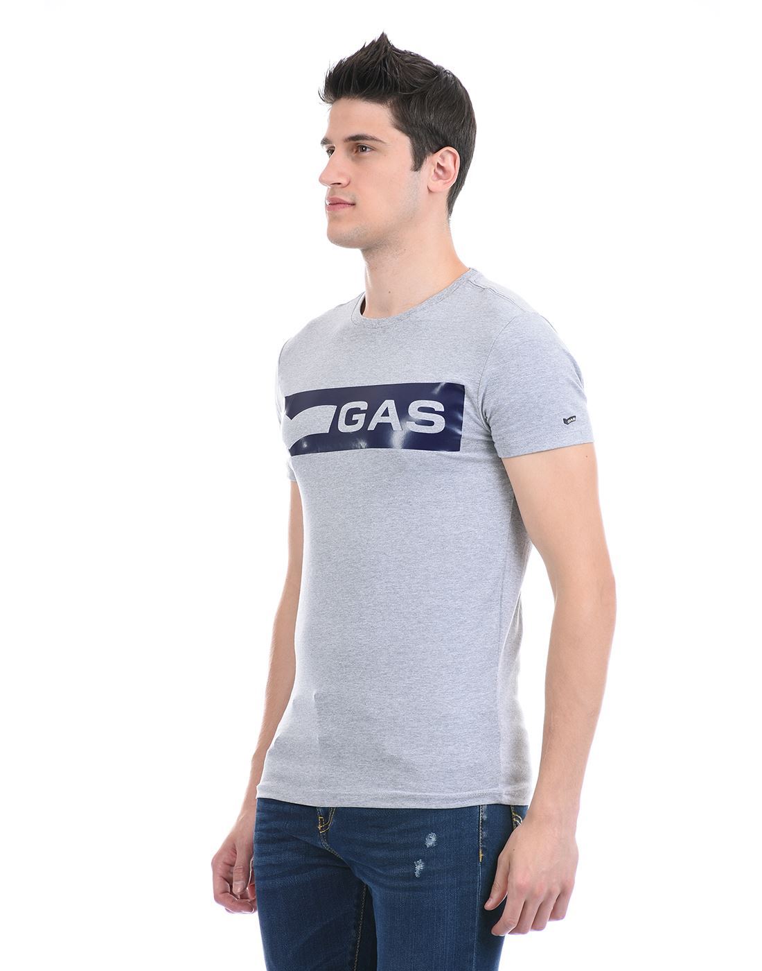Gas Jeans Men Casual Wear Grey T-Shirt