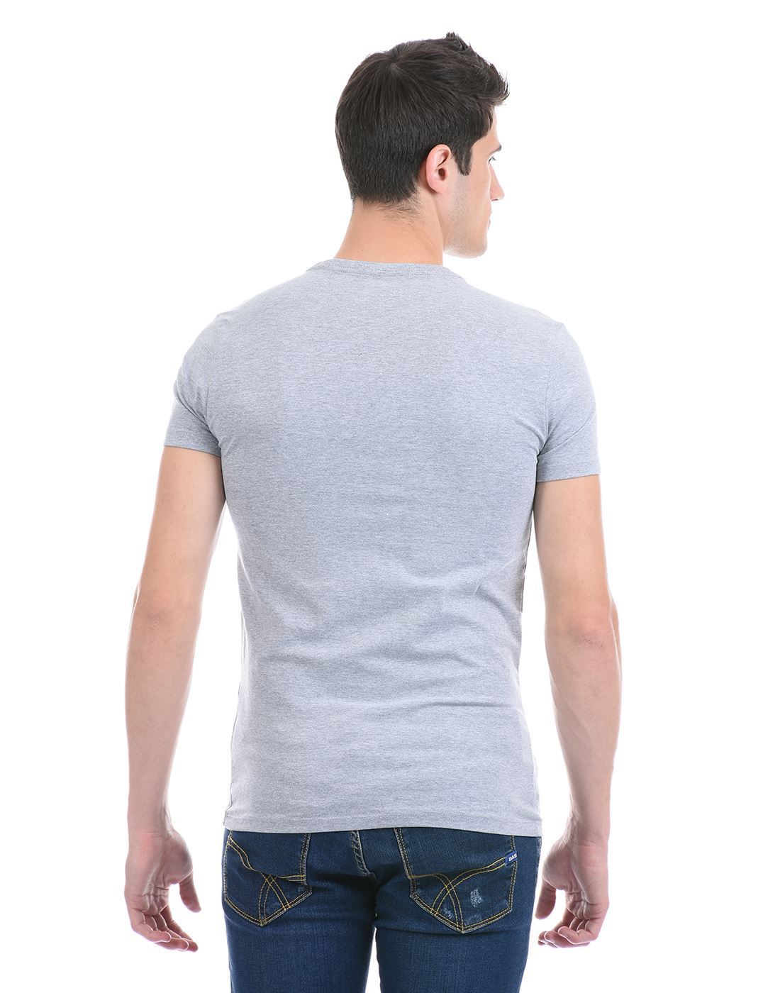 Gas Jeans Men Casual Wear Grey T-Shirt