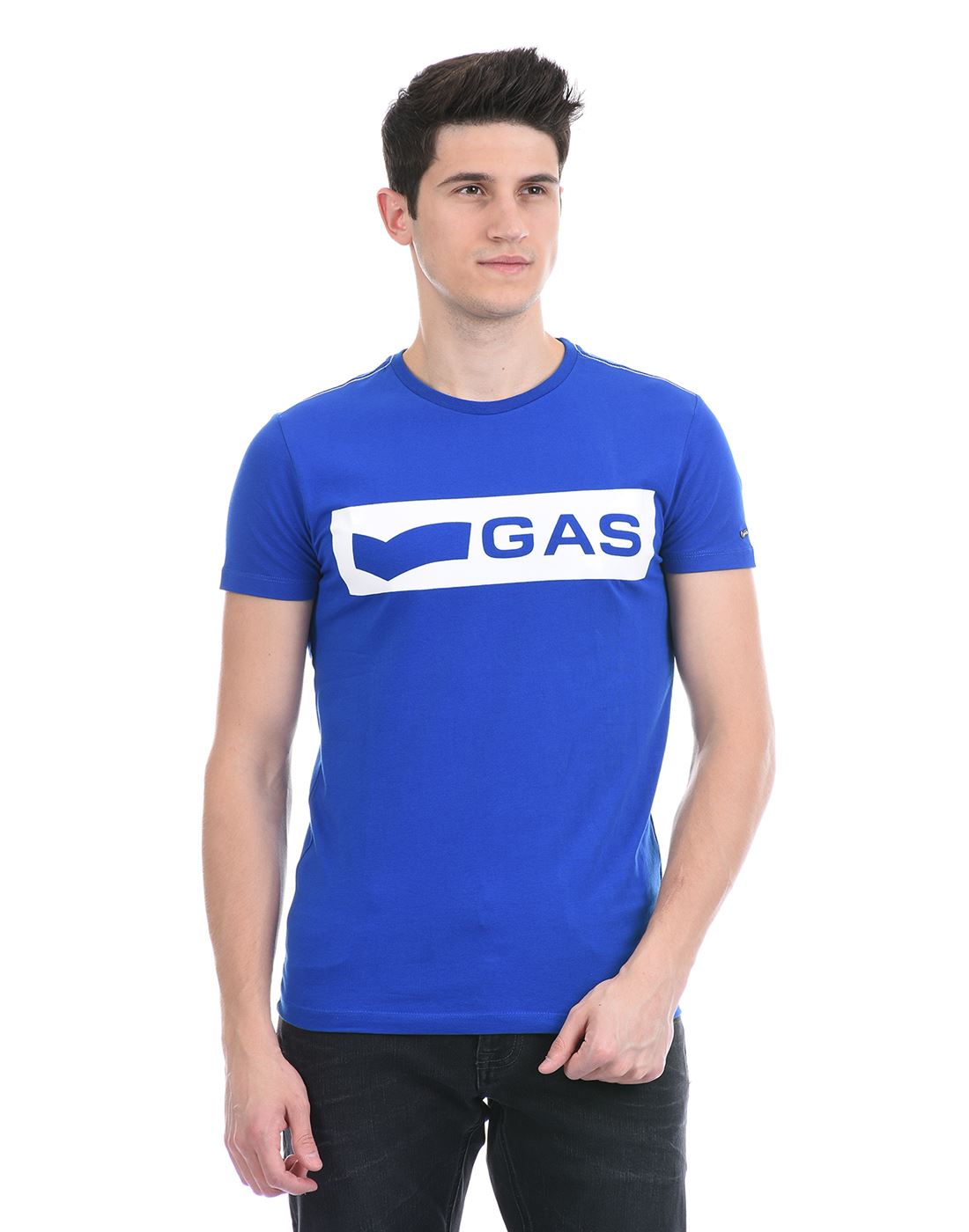 Gas Jeans Men Casual Wear Blue T-Shirt