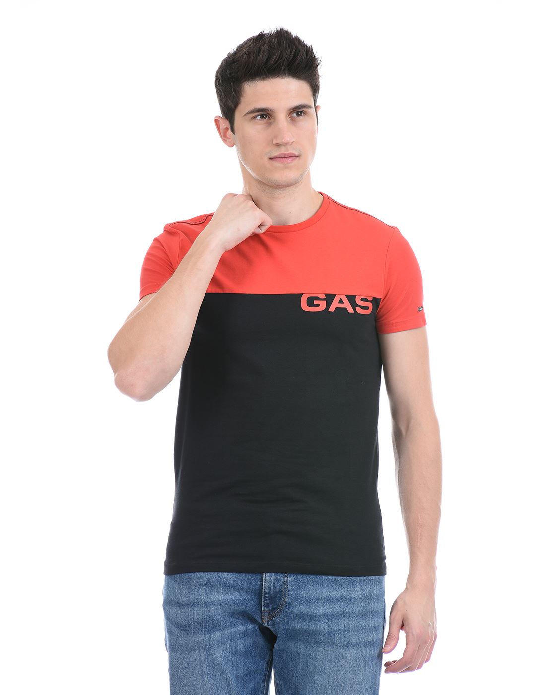 Gas Jeans Men Casual Wear Black T-Shirt