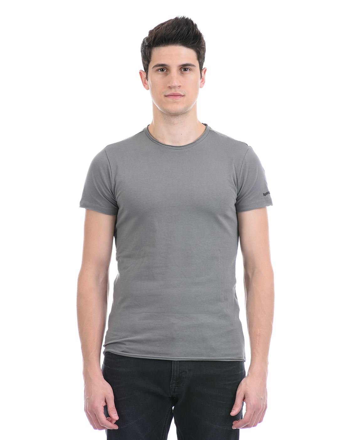 Gas Jeans Men Casual Wear Grey T-Shirt