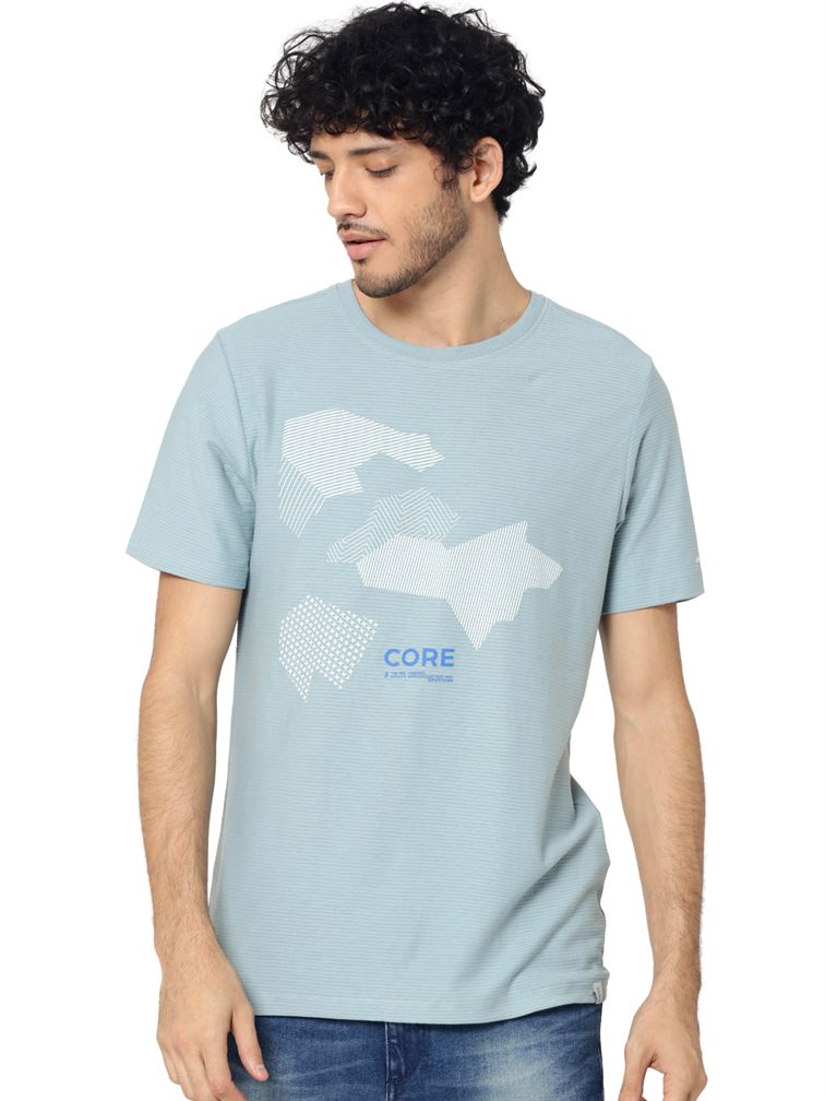 Jack & Jones Men Casual Wear Graphic Print T-Shirt | KNOCKOUT Blue | 41732