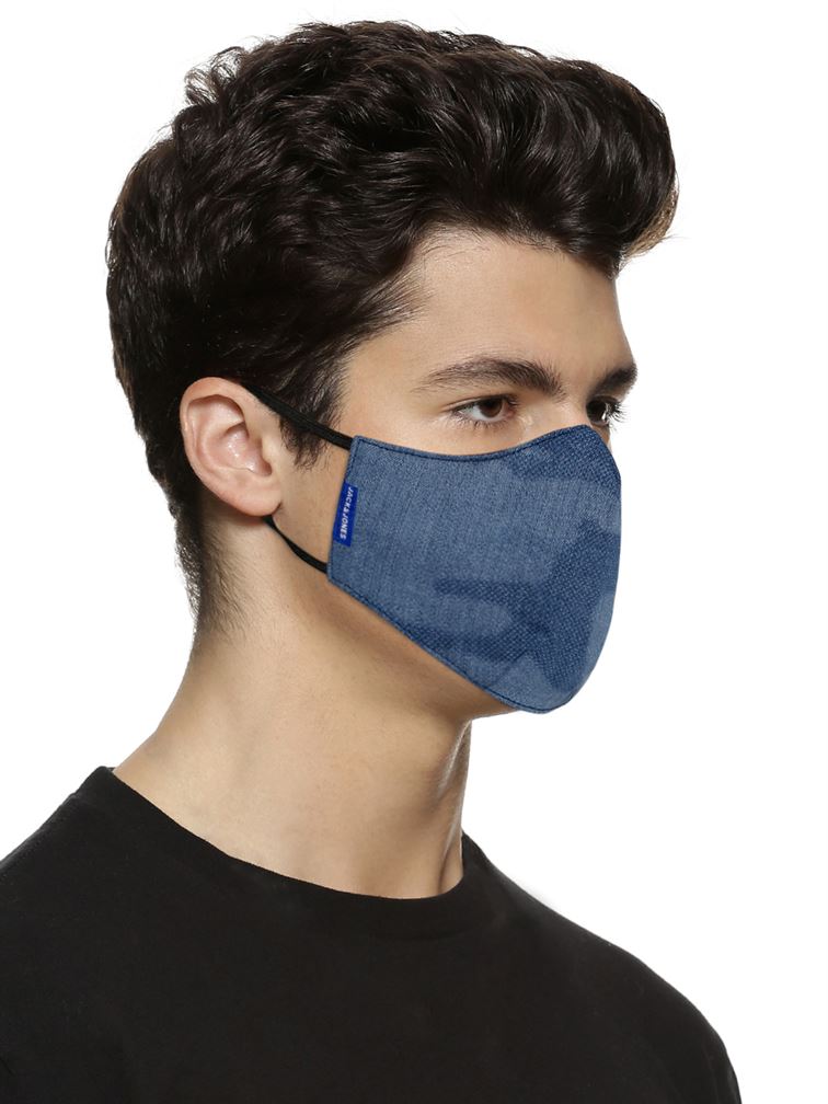 Jack & Jones Men Reusable 3 Layer Protective Fashion Denim Mask (Pack Of 3)