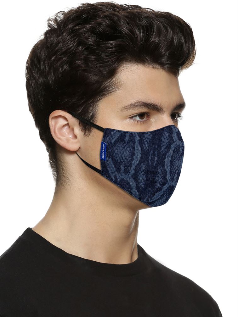 Jack n Jones Men Reusable 3 Layer Protective Fashion Denim Mask (Pack Of 5)