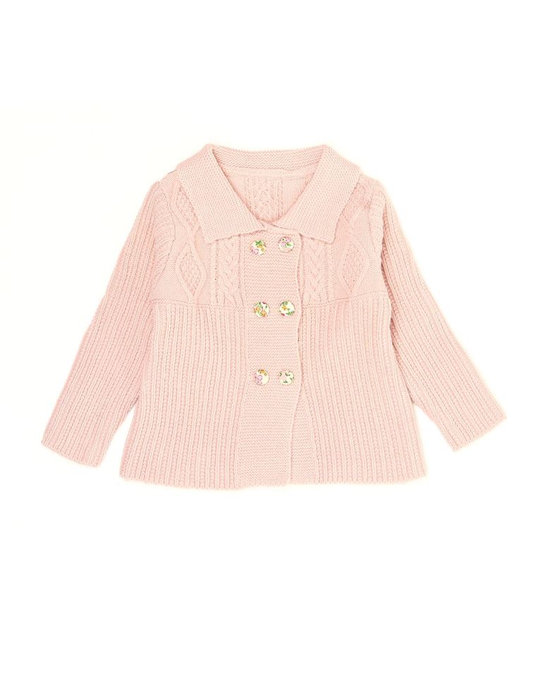 K.CO.89 Girls Pink Self Design Sweater