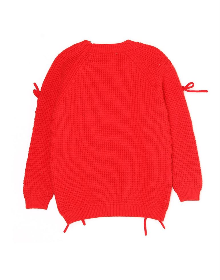 K.CO.89 Girls Red Self Design Sweater
