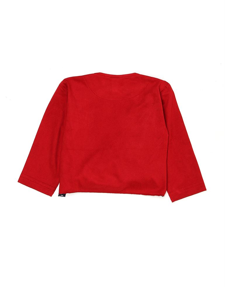 K.CO.89 Girls Casual Wear Red Shrug
