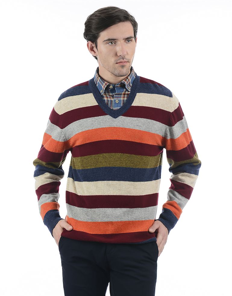 London Fog Men Casual Wear Striped Sweater