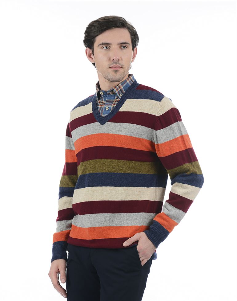 London Fog Men Casual Wear Striped Sweater
