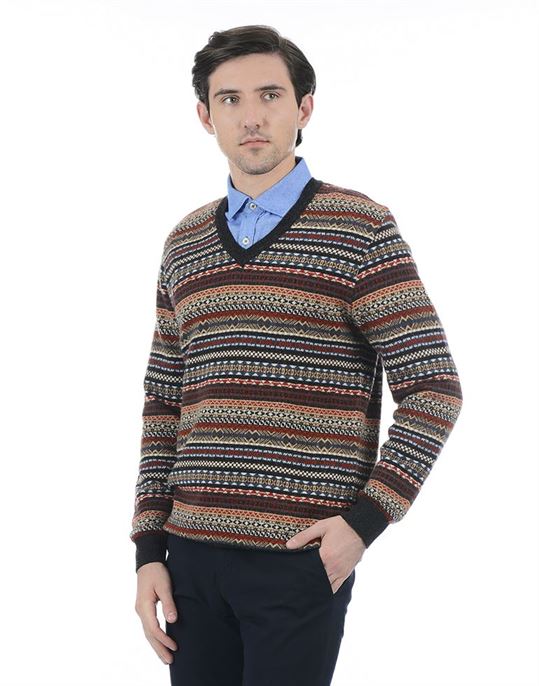 London Fog Men Casual Wear Self Design Sweater