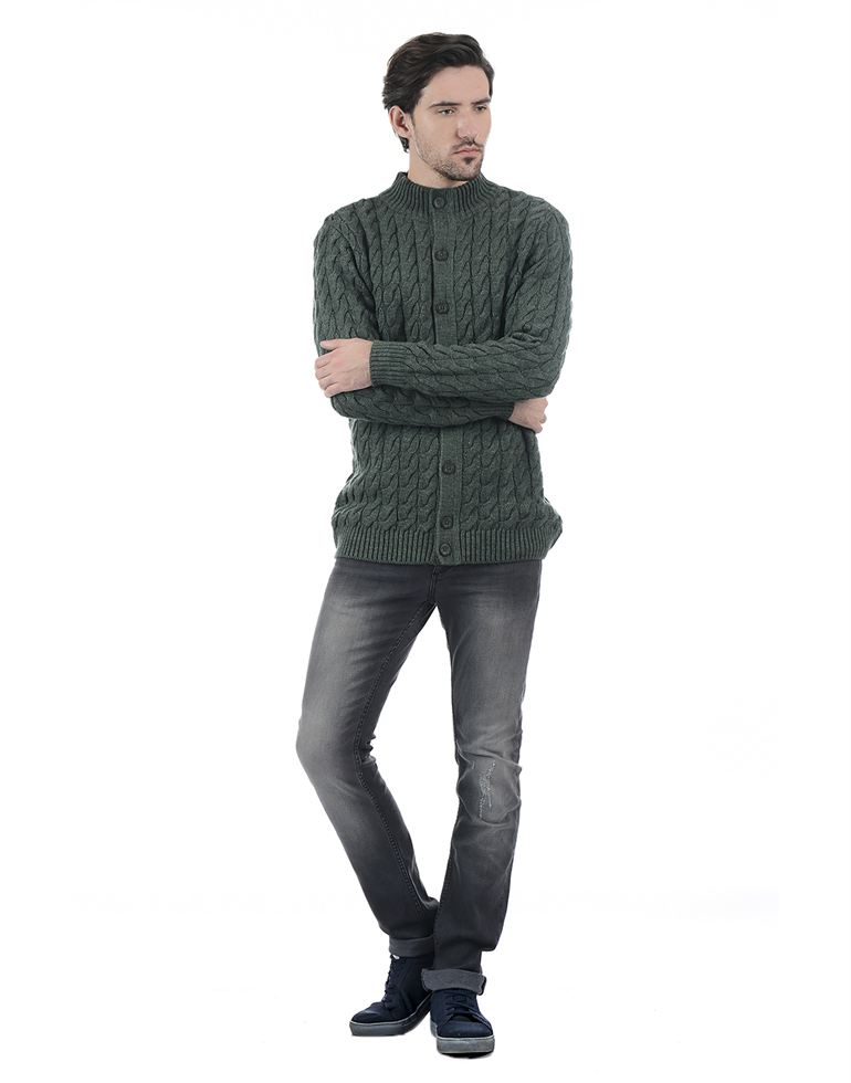 London Fog Men Casual Wear Self Design Sweater