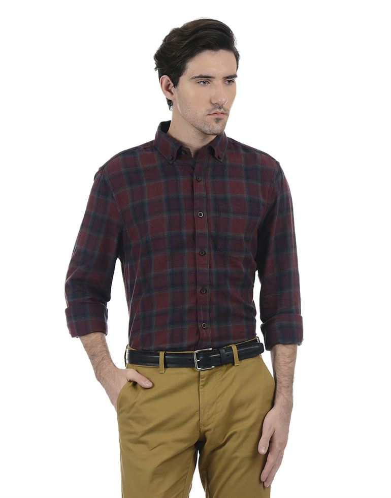London Fog Men Casual Wear Checkered Shirt